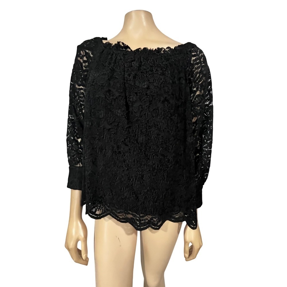 Eri Ali Romana Black Lace Off Shoulder Blouse Anthropologie NWT M